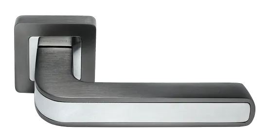 Ручка дверная EON MH-46 GR/CP-S55 раздельная на квадратной розетке, цвет графит/хром, ЦАМ Light фото купить Актобе (Актюбинск)