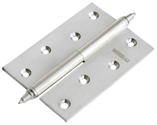 Петля разъемная латунная карточная MB 100X70X3 SN L C  с коронкой левая, врезная, цвет белый никель фото купить Актобе (Актюбинск)