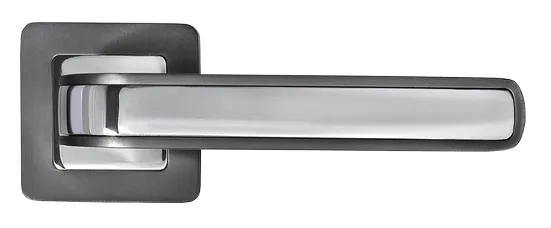 Ручка дверная EON MH-46 GR/CP-S55 раздельная на квадратной розетке, цвет графит/хром, ЦАМ Light фото купить в Актобе