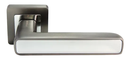 Ручка дверная FLEX MH-44 GR/CP-S55 раздельная на квадратном основании, цвет графит/хром, ЦАМ Light фото купить Актобе (Актюбинск)