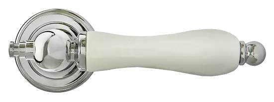 MART, ручка дверная MH-42-CLASSIC PC/W, цвет- хром/белый фото купить в Актобе