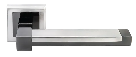 Ручка дверная SANIBEL MH-39 SN/BN-S раздельная на квадратной розетке, цвет бел. никель/черн. никель, ЦАМ Light фото купить Актобе (Актюбинск)