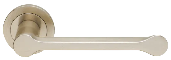 Ручка дверная RAIN R1 NIS раздельная на круглой розетке, цвет матовый никель, латунь фото купить Актобе (Актюбинск)