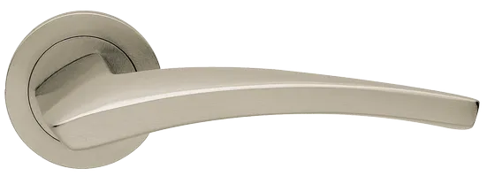 Ручка дверная WIND R1 NIS раздельная на круглой розетке, цвет матовый никель, латунь фото купить Актобе (Актюбинск)