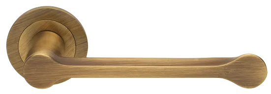 Ручка дверная RAIN R1 OBR раздельная на круглой розетке, цвет кофе, латунь фото купить Актобе (Актюбинск)