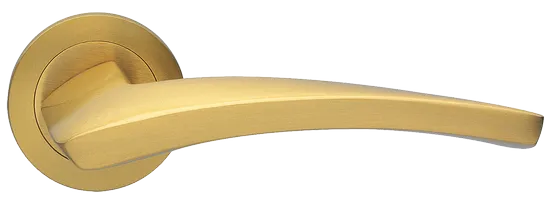 Ручка дверная WIND R1 OSA раздельная на круглой розетке, цвет матовое золото, латунь фото купить Актобе (Актюбинск)