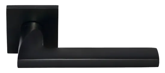Ручка дверная KAFFEE MH-50-S6 BL раздельная на квадратном основании, цвет черный ЦАМ Light фото купить Актобе (Актюбинск)