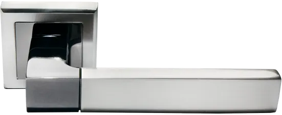 FUKOKU, ручка дверная MH-28 SN/BN-S, на квадратной накладке, цвет - бел. никель/черн. никель фото купить Актобе (Актюбинск)