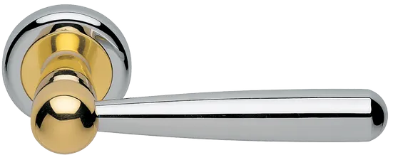 Ручка дверная PINOKKIO R4 COT раздельная на круглой розетке, цвет глянцевый хром/золото, латунь фото купить Актобе (Актюбинск)