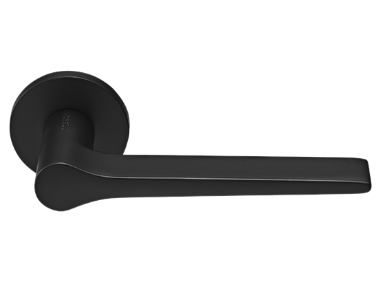 LAND ручка дверная  на круглой розетке 6 мм, MH-60-R6 BL, цвет - чёрный фото купить Актобе (Актюбинск)